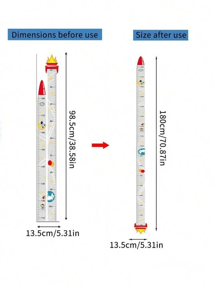 Sevimli Sarı Zürafa   Yeşil Dinazor   Deniz Kızı   Roket  Ağaç Boy Ölçüsü Sticker - Resim 6