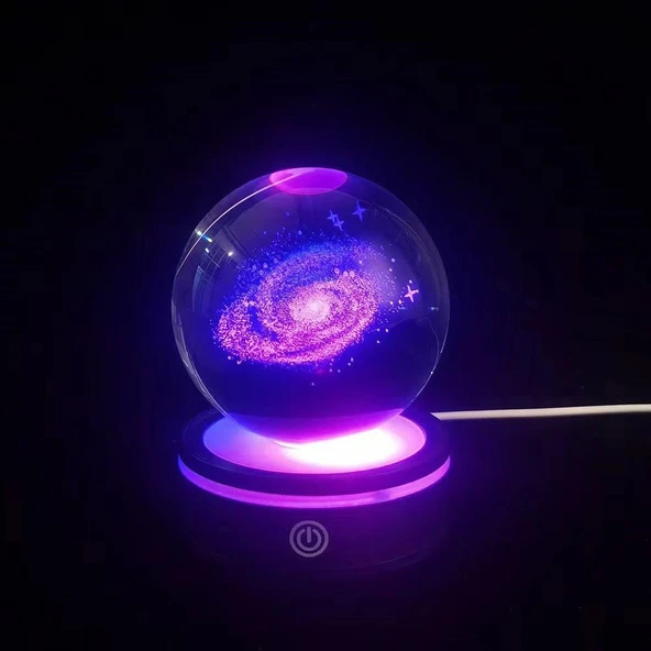 USB'li Samanyolu Tasarımlı Dönen Cam Küre ürün görseli 1