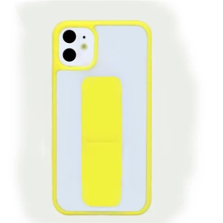 Apple İphone 11 Kılıf Luxury Clear Standlı Kapak Sarı ürün görseli 1