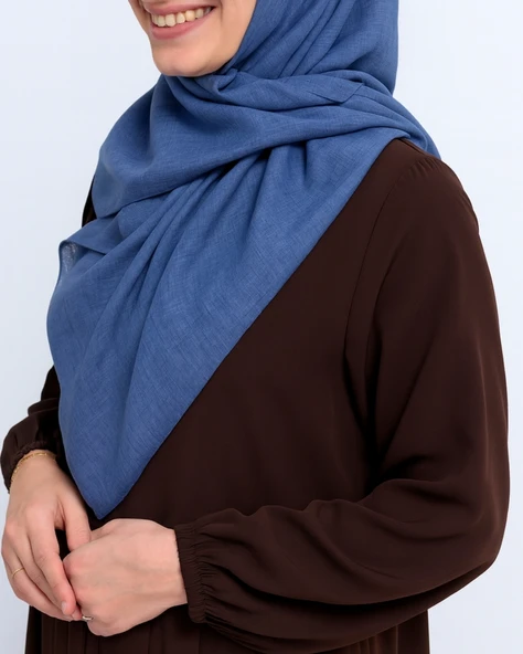 Denim Kare Eşarp– Kaymaz, Rahat ve Şık Kullanım - Resim 6