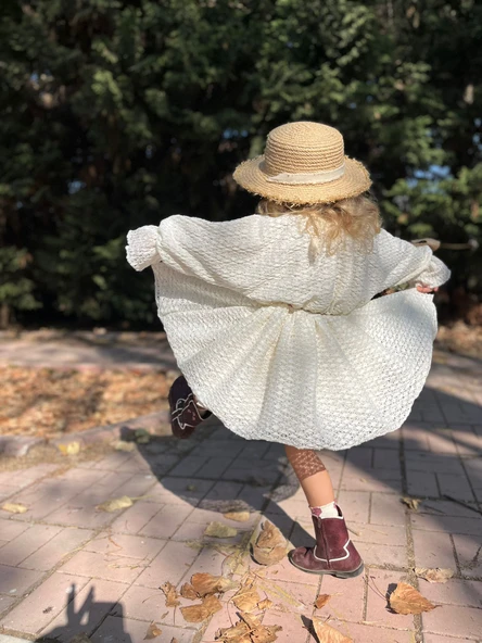 Kız Çocuk Dantel Elbise – Ekru - 2