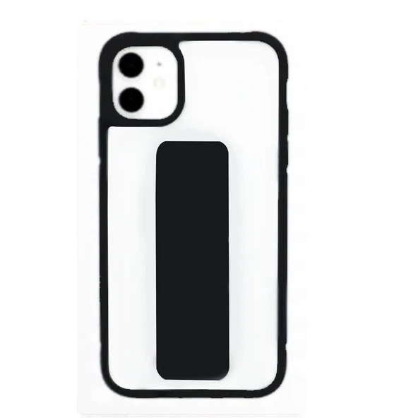 Apple İphone 11 Kılıf Luxury Clear Standlı Kapak Siyah ürün görseli 1