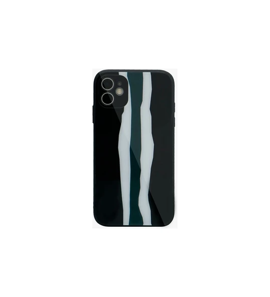 Apple İphone 11 Kılıf Rainbow Glass Kapak Siyah Gri ürün görseli 1