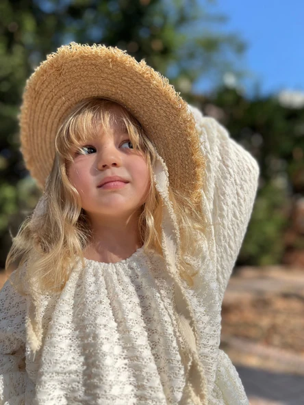 Kız Çocuk Dantel Elbise – Ekru - 3