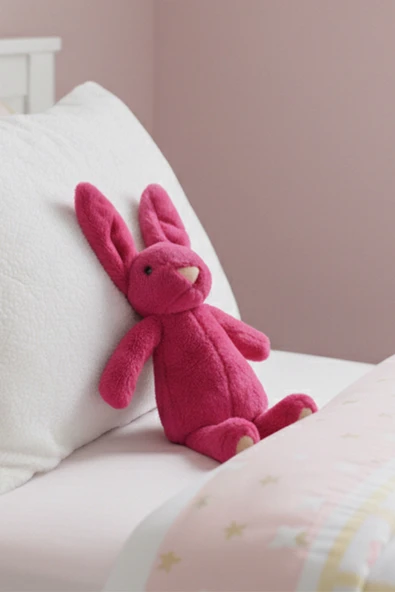 2’li Peluş Zürafa ve Koyu Pembe Tavşan Seti Hediyelik Sevimli Oyuncak - 3