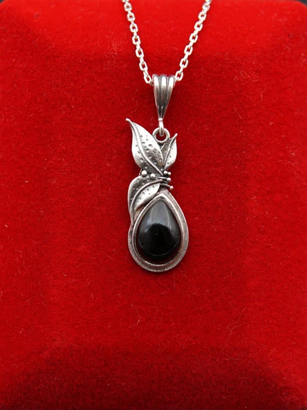 925 Ayar Kadın Oltu Taşı Kadın Kolye sk00082 ürün görseli 1