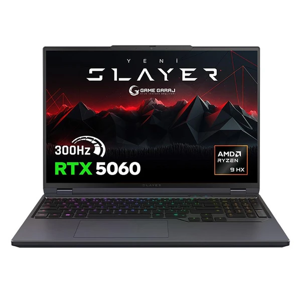 Game Garaj Slayer R9T-5060 C2 AMD Ryzen 9 8945HX 32GB RAM 2TB SSD RTX5060 16" 300Hz QHD+ FreeDOS Gaming Laptop - Resim 2
