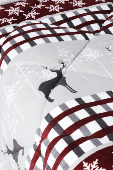 Merinos Comforter Çift Kişilik Yorgan Set Deer Gri - 3