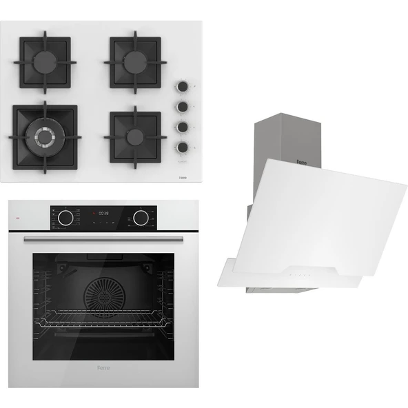 Ferre Flameart Sc Serisi Beyaz Set (SC406-WFA + XE63CB +D064 ) - 65 Cm'lik Kare Döküm Izgara-Wok - 1