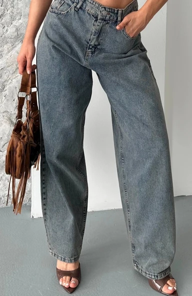 Baggy kar yıkama eskitme kahve jeans pantolon d2007 - Resim 6