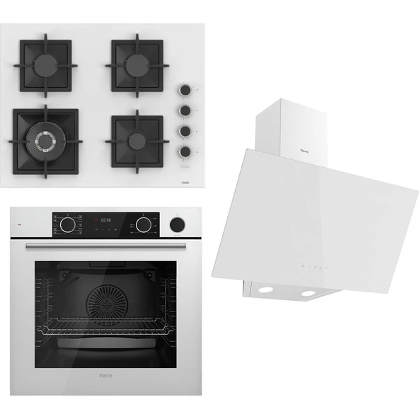 Ferre Flameart Sc Serisi Beyaz Set (SC406-WFA + XE64CB +D078 ) - 65 Cm'lik Kare Döküm Izgara-Wok - 1