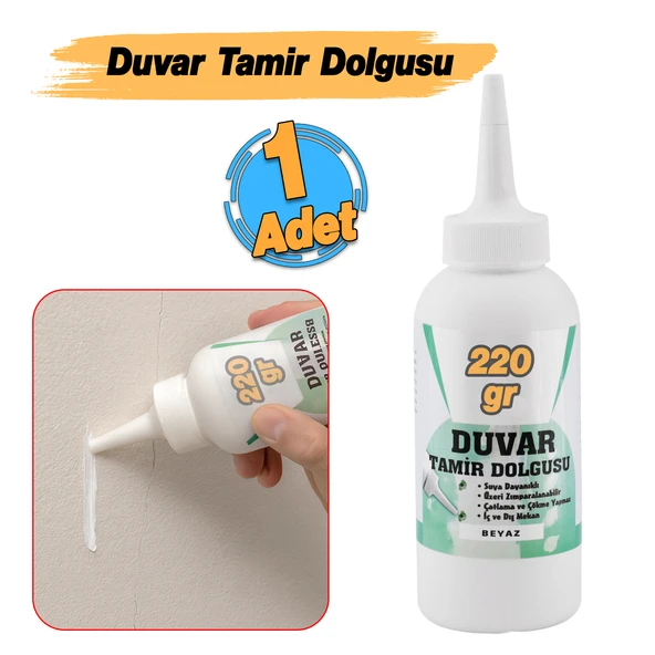 Pratik Duvar Çatlak Delik Giderici Tamir Dolgusu ( 220 gr ) Beyaz Macun Boşluk Doldurucu Onarıcı - Resim 2