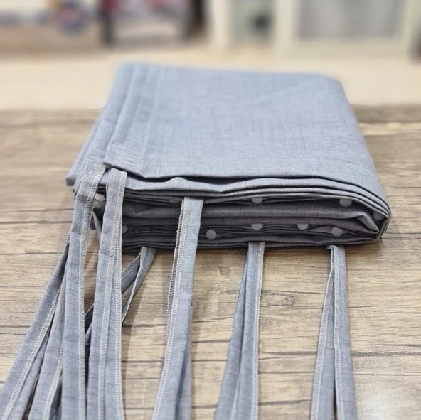 CEYLAN Home Balkon Perdesi Brandası Bağcıklı Ölçü Seçenekli Düz Gri ürün görseli