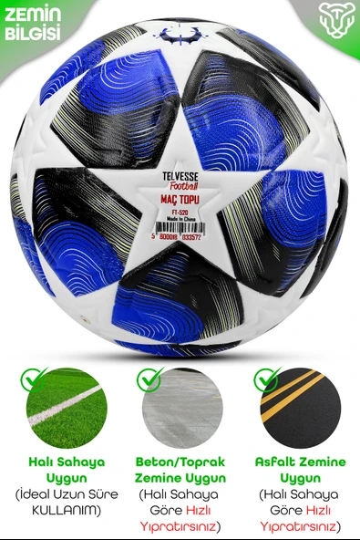 PRO-Series PU Futbol Topu Lazer Kesim Şampiyonlar Beton Halı Saha Resmi Maç Futbol Topu Mavi 520 - Resim 5