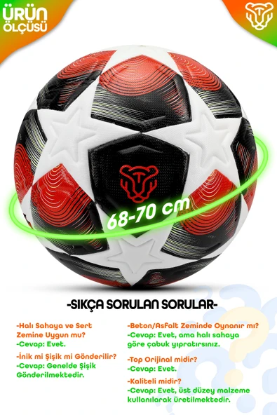 PRO-Series PU Futbol Topu Lazer Kesim Şampiyonlar Beton Halı Saha Resmi Maç Futbol Topu Kırmızı 520 - Resim 4