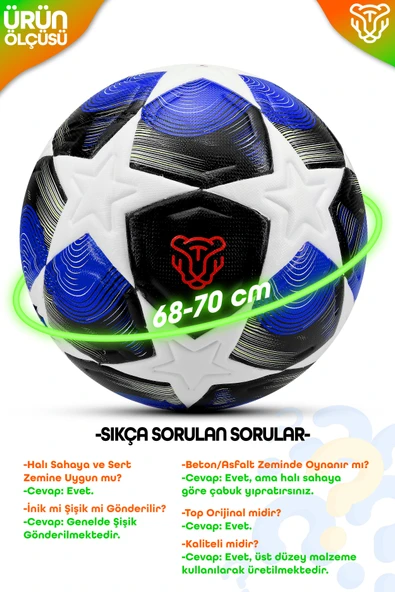 PRO-Series PU Futbol Topu Lazer Kesim Şampiyonlar Beton Halı Saha Resmi Maç Futbol Topu Mavi 520 - Resim 4