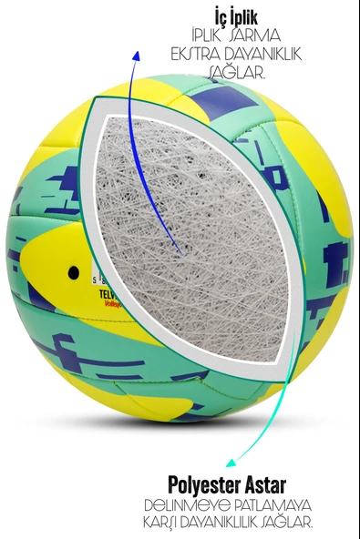 Telvesse VT800 Spike Voleybol Topu Yumuşak Doku Semi-Pro İç-Dış Mekan Soft Touch 300 g No:5 - Resim 4