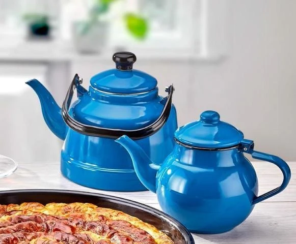 Ebru Emaye Çaydanlık Takımı 15/20 Mavi