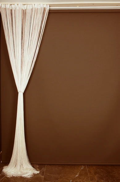 İP ZİNCİR KREM RENK EN 100 CM BOY 280 CM HAZIR DÜĞMELERİ DİKİLMİŞ İP PERDE - Resim 8