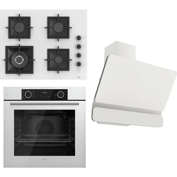 Ferre Flameart Sc Serisi Beyaz Set (SC406-WFA + XE63CB +D081 ) - 65 Cm'lik Kare Döküm Izgara-Wok - 1