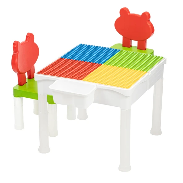 Lego Duplo Uyumlu İki Sandalyeli 87 Parça Bloklu Mega Aktivite Masası ürün görseli