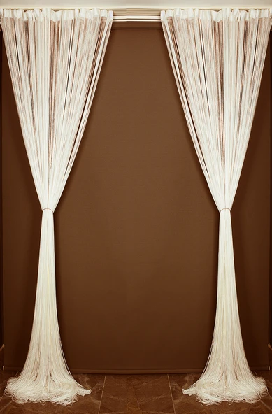 İP ZİNCİR KREM RENK EN 100 CM BOY 280 CM HAZIR DÜĞMELERİ DİKİLMİŞ İP PERDE - Resim 10
