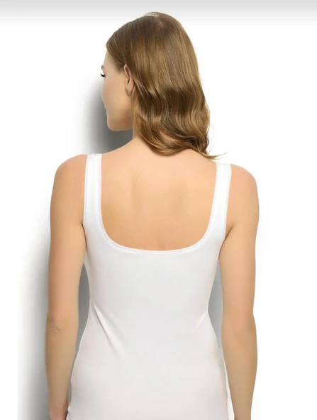 JİBER 627 KADIN MODAL TÜL DETAYLI ASKILI ATLET 12 ADET - Resim 6