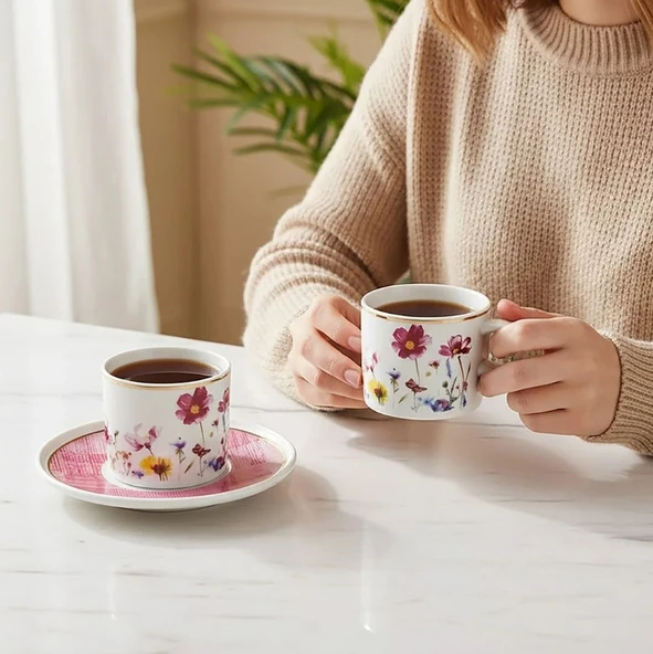 Güral Porselen Mental 4 Parça Çay Fincan Takımı 67092 Pembe - 3