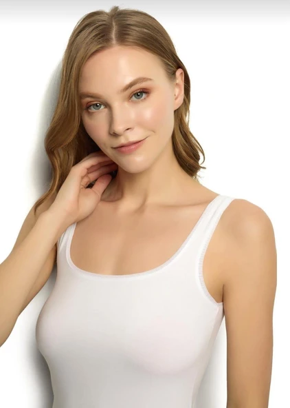 JİBER 627 KADIN MODAL TÜL DETAYLI ASKILI ATLET TEKLİ - Resim 4