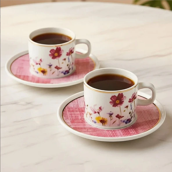 Güral Porselen Mental 4 Parça Çay Fincan Takımı 67092 Pembe - 2