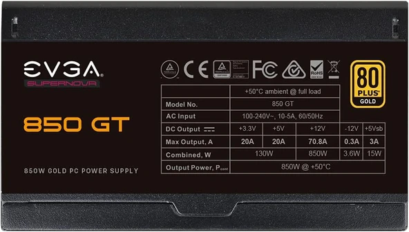 EVGA SuperNOVA GT 850W 80+ Gold Full Modüler 135mm Fanlı PSU - 4