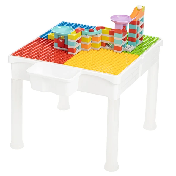 Lego Duplo Uyumlu İki Sandalyeli 87 Parça Bloklu Mega Aktivite Masası - Resim 2