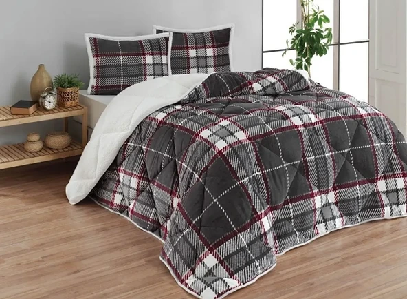 Merinos Comforter Çift Kişilik Yorgan Seti - Anna Gri