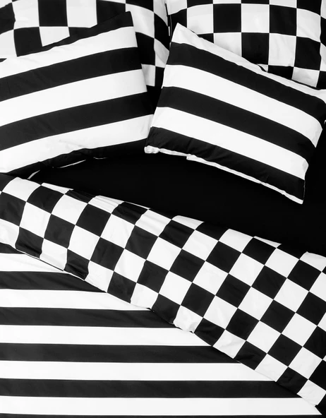 Cozy Home Mono Çift Kişilik Lastikli Çarşaflı Nevresim Takımı Code Siyah - Resim 3