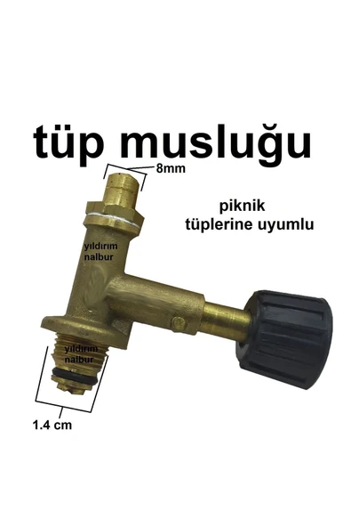 GURKAN Piknik Tüpe Uyumlu Hortum ve Musluk Küçük Tüp Musluğu Ocak Musluğu 2 Metre Hortum - 3