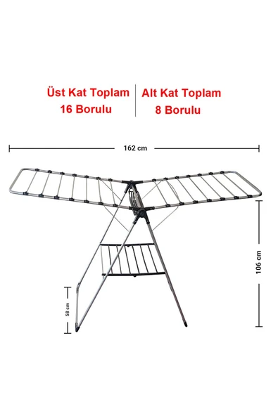 ELFİDA Lüx Mandal Sepetli Çamaşır Kurutmalık Çamaşır Askılığı Kurutmalık 1.kalite - 2