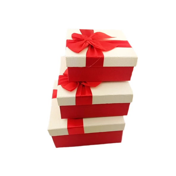 Hediyelik Kutu 3'lü İç içe Geçmeli Kırmızı Beyaz ürün görseli 1