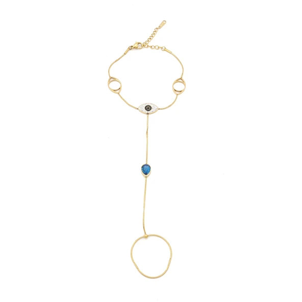 Şahmeran Altın Kaplama Kadın Nazar Boncuklu Göz Model- SHM-103 ürün görseli