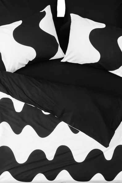 Cozy Home Mono Tek Kişilik Lastikli Çarşaflı Nevresim Takımı Flow Siyah - Resim 3