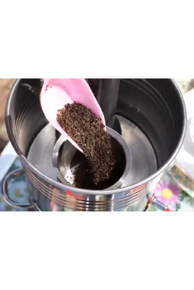 sobapark Çift Musluklu Odunlu Kömürlü Çay Semaveri Odunlu Kömürlü Paslanmaz Semaver 5 Litre - 3