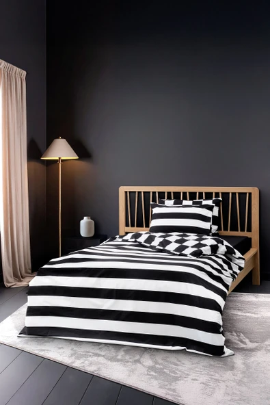 Cozy Home Mono Tek Kişilik Lastikli Çarşaflı Nevresim Takımı Code Siyah - 2