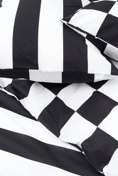 Cozy Home Mono Çift Kişilik Lastikli Çarşaflı Nevresim Takımı Code Siyah - Resim 6