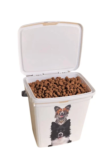 Evcil Hayvan Mama Kovası, Kapaklı Kulplu Kedi Köpek Mama Saklama Kabı Kutusu 6lt - Resim 2