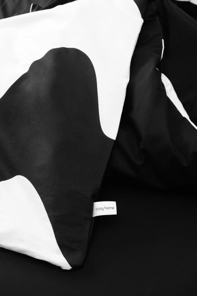 Cozy Home Mono Tek Kişilik Lastikli Çarşaflı Nevresim Takımı Flow Siyah - Resim 4
