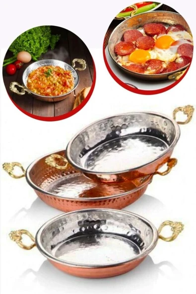 sobapark Bakır Tava Sahan Seti Menemen Omlet Kuymak Yumurta Tavası Sahanı 14 Cm - 16 Cm - 18 Cm Kalın Ürün