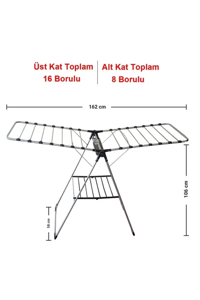 ELFİDA 1. Kalite Çamaşır Kurutmalığı Kalın Telli Askılık KALIN BORULUDUR - 3