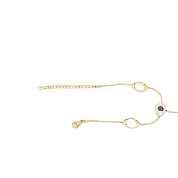 Şahmeran Altın Kaplama Kadın Nazar Boncuklu Göz Model- SHM-103 - Resim 3