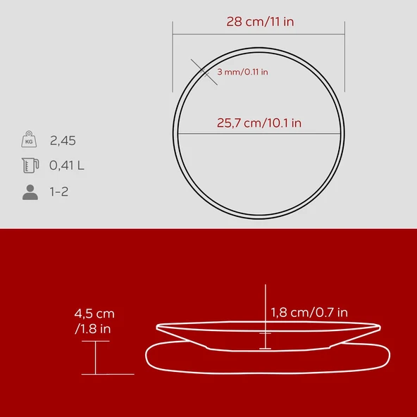 Lava Döküm Yuvarlak Servis Tabağı ve Kayın Servis Ahşabı. Çap(Ø)25cm.-Bordo - Resim 5