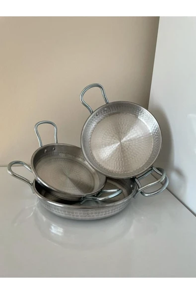sobapark Aliminyum Tava Seti Sahan Seti Bakır Görünümlü Tava Seti 18+20+22 Cm