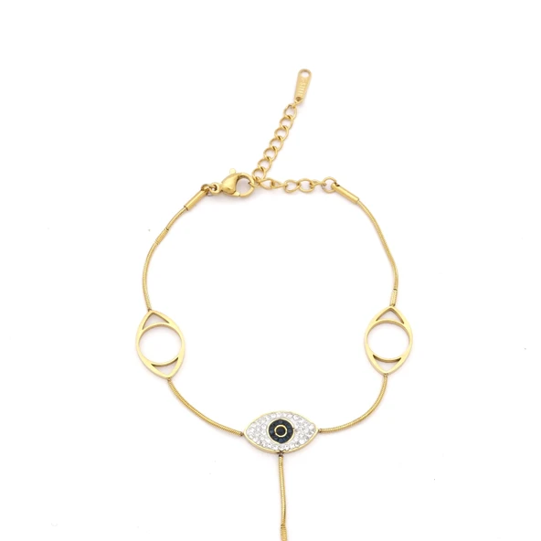 Şahmeran Altın Kaplama Kadın Nazar Boncuklu Göz Model- SHM-103 - Resim 2